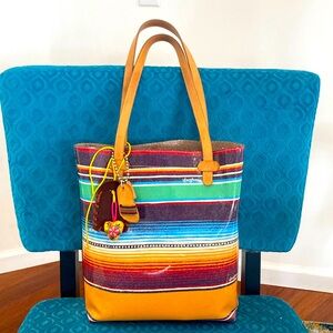 Consuela everyday tote with leather trim and tassel.